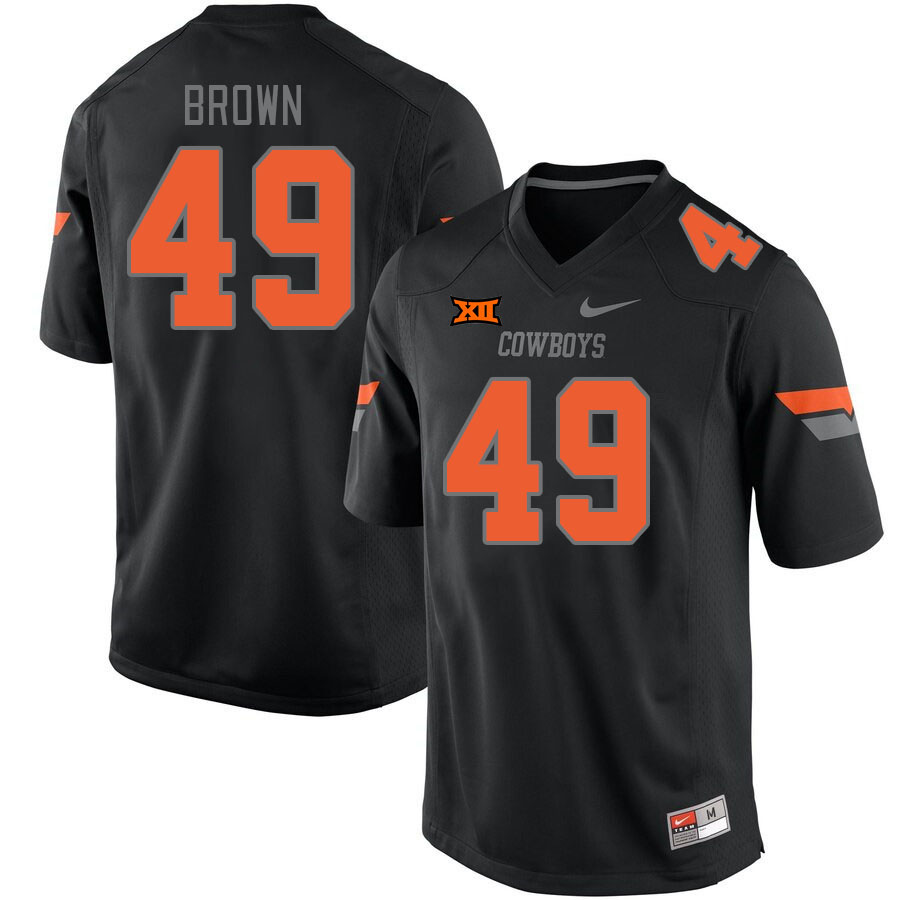 Oklahoma State Cowboys #49 Tanner Brown College Football Jerseys Stitched Sale-Retro Black